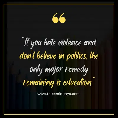 if you hate violence and don;t believe in politics, the only major remedy remaining is education.